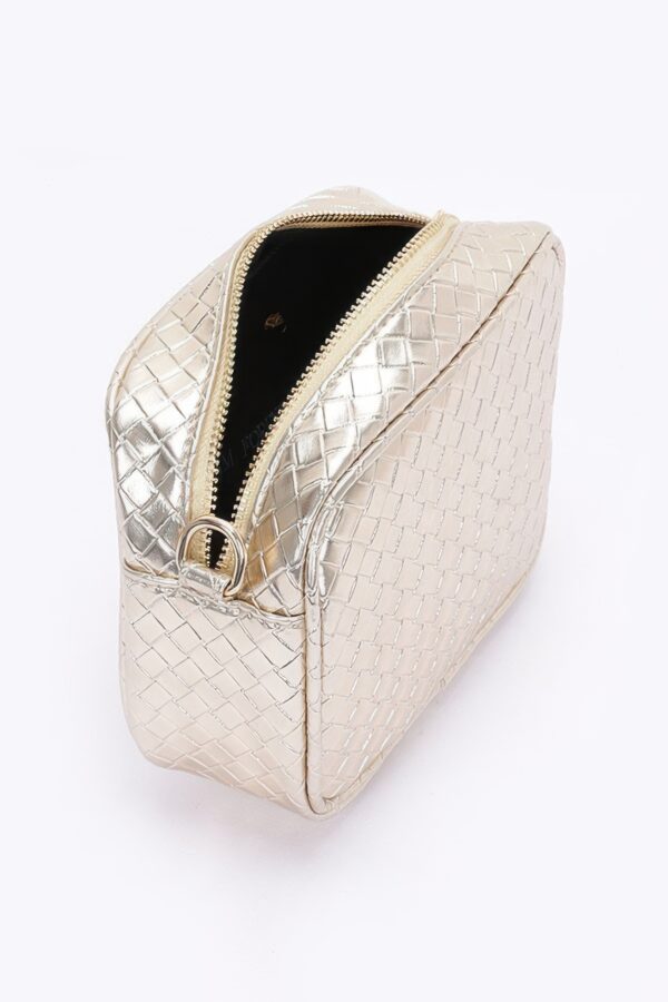 Metallic Embossed Faux Leather Camera Bag – Adjustable Strap