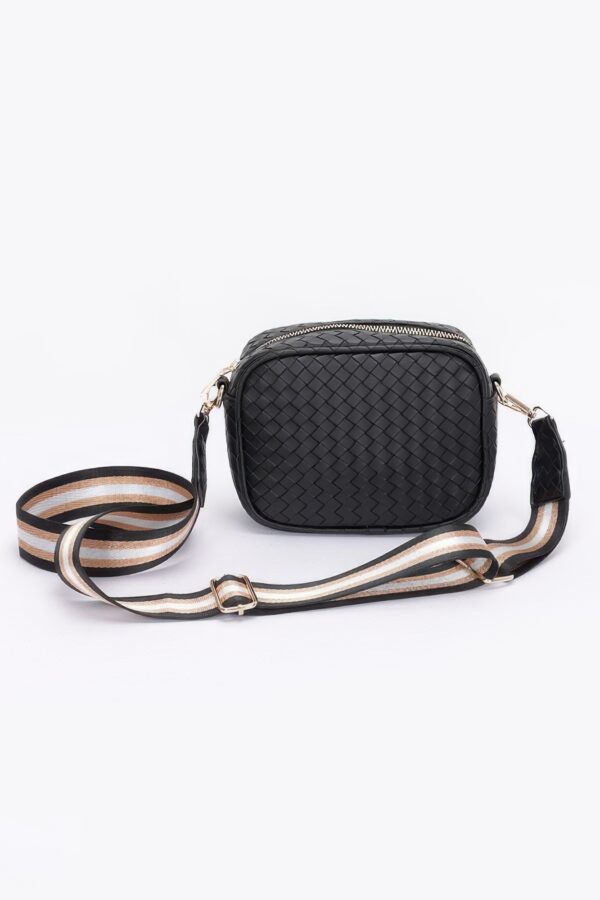 Metallic Embossed Faux Leather Camera Bag – Adjustable Strap
