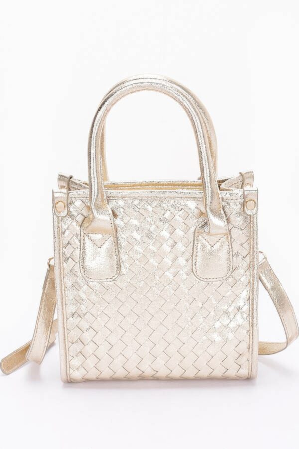 Metallic Braided Tote Bag – PU with Mixed Metal Hardware