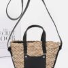 Faux Straw Small Tote Bag – Mixed Metal Accents