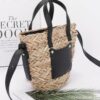 Faux Straw Small Tote Bag – Mixed Metal Accents