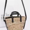 Faux Straw Small Tote Bag – Mixed Metal Accents