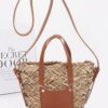 Faux Straw Small Tote Bag – Mixed Metal Accents