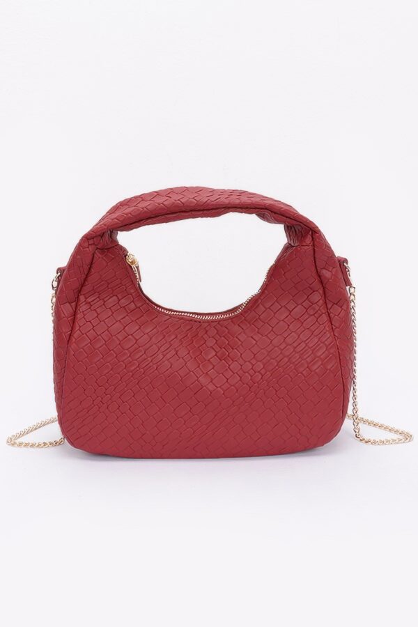 Embossed Faux Leather Hobo Bag – Textured Polyurethane