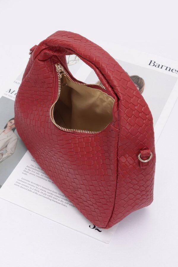 Embossed Faux Leather Hobo Bag – Textured Polyurethane