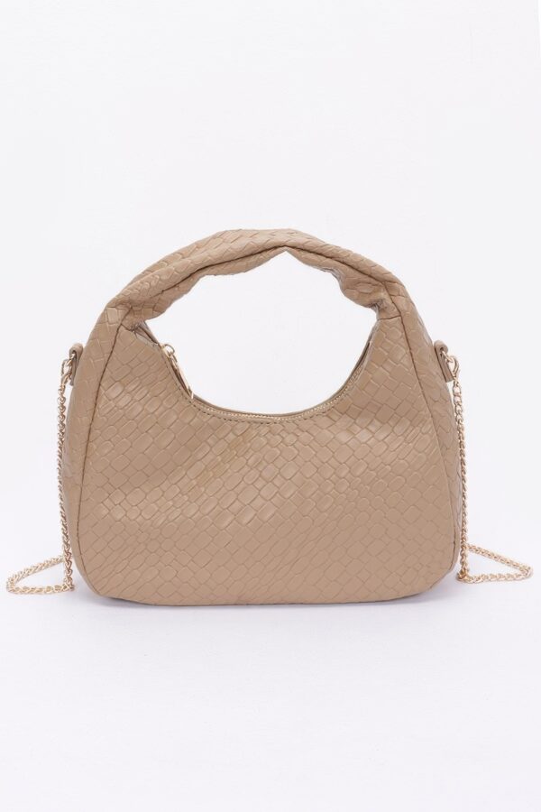 Embossed Faux Leather Hobo Bag – Textured Polyurethane
