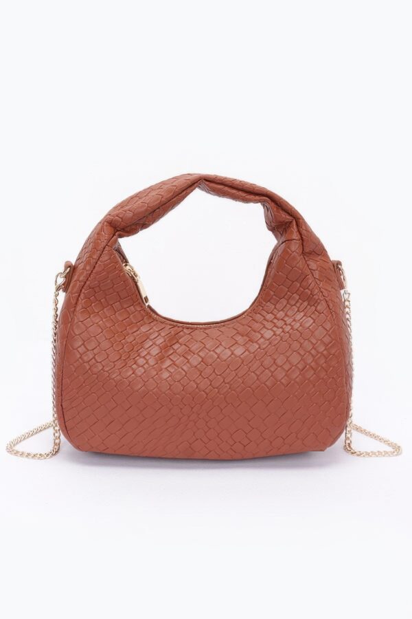 Embossed Faux Leather Hobo Bag – Textured Polyurethane