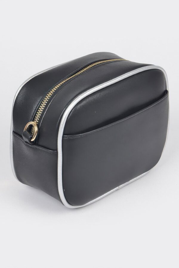 Camera-Inspired PU Clutch with Mixed Metal Accent