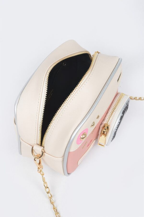 Camera-Inspired PU Clutch with Mixed Metal Accent