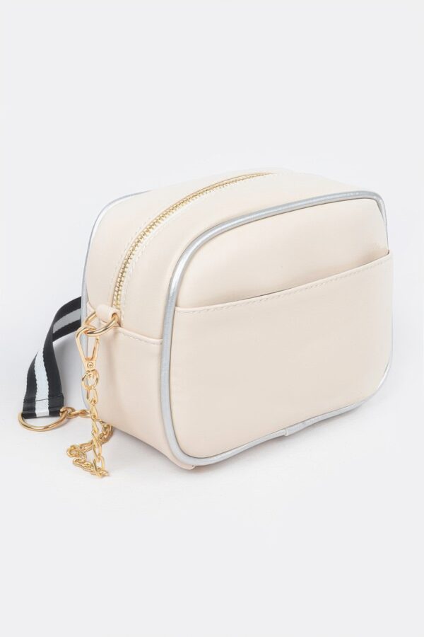 Camera-Inspired PU Clutch with Mixed Metal Accent