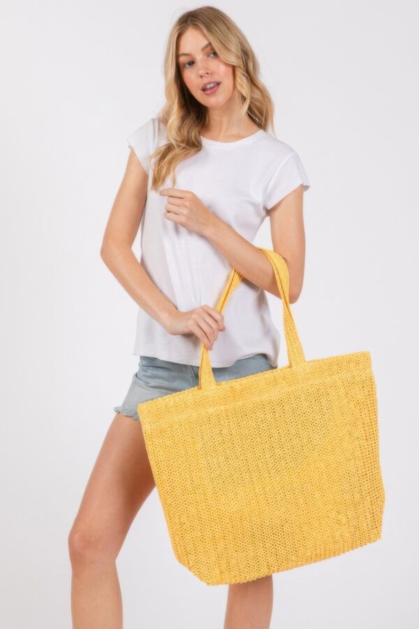 Solid Crochet Straw Tote – 100% Paper