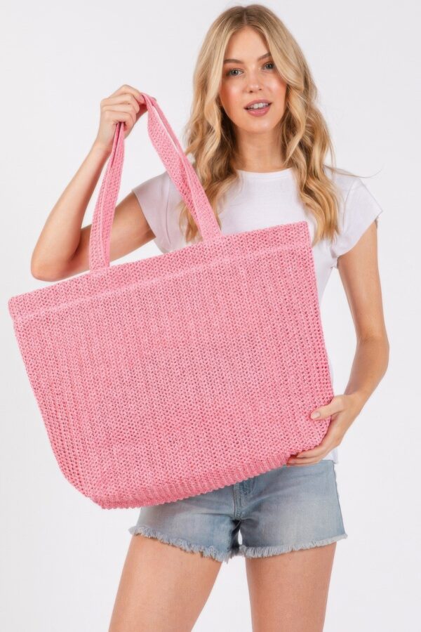 Solid Crochet Straw Tote – 100% Paper