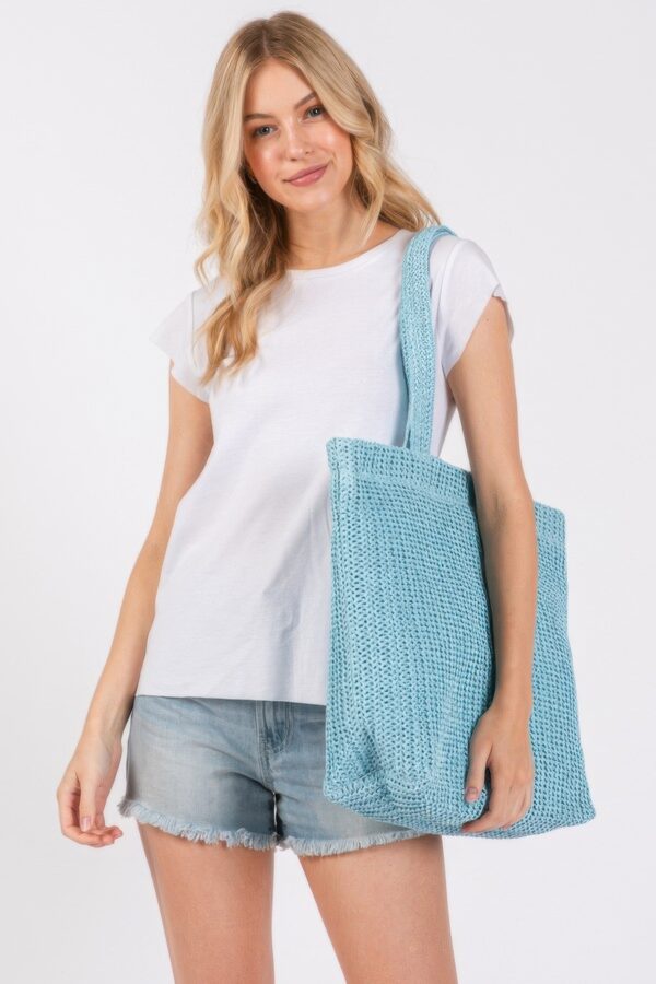Solid Crochet Straw Tote – 100% Paper