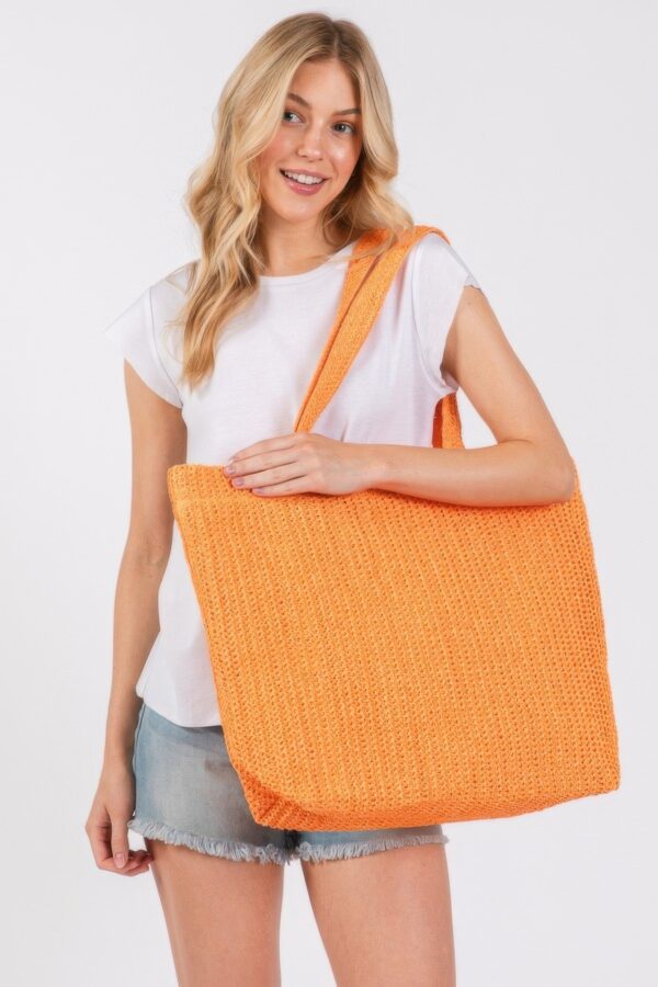 Solid Crochet Straw Tote – 100% Paper