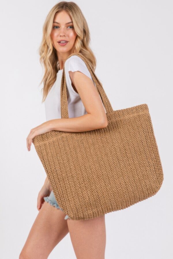 Solid Crochet Straw Tote – 100% Paper