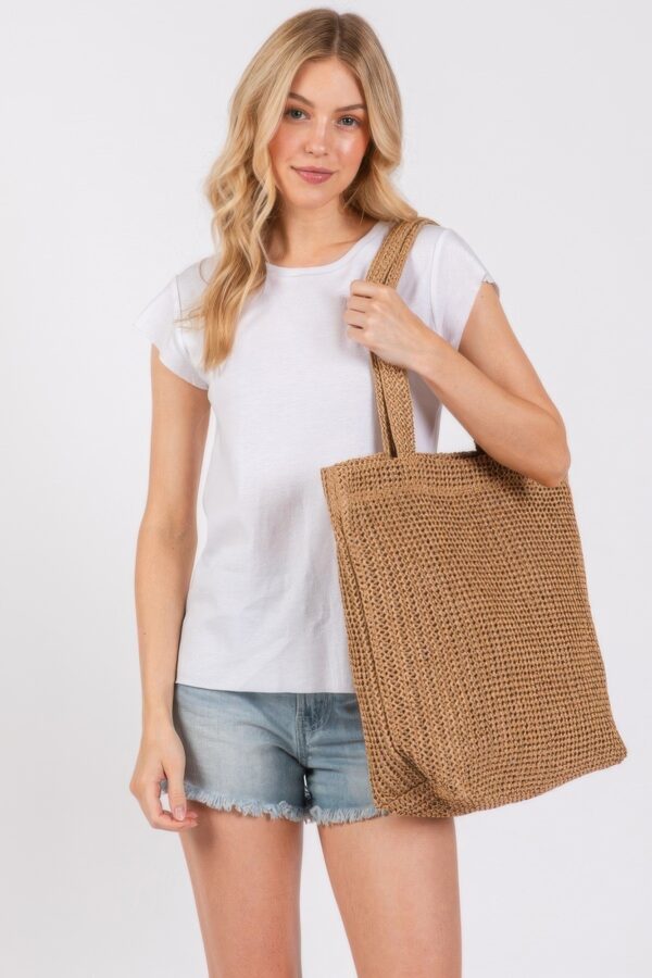 Solid Crochet Straw Tote – 100% Paper