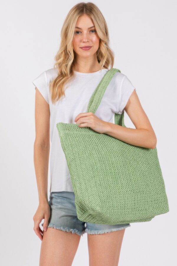 Solid Crochet Straw Tote – 100% Paper