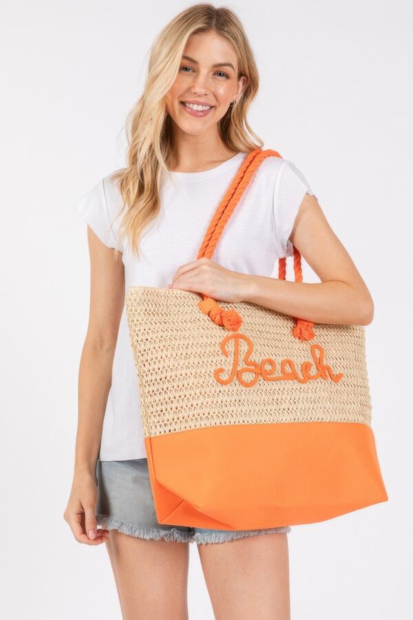 Color-Sewn Crochet ‘Beach’ Rope-Handle Tote