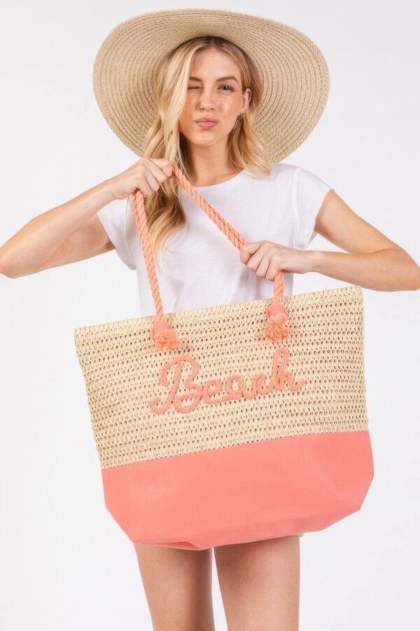 Color-Sewn Crochet ‘Beach’ Rope-Handle Tote