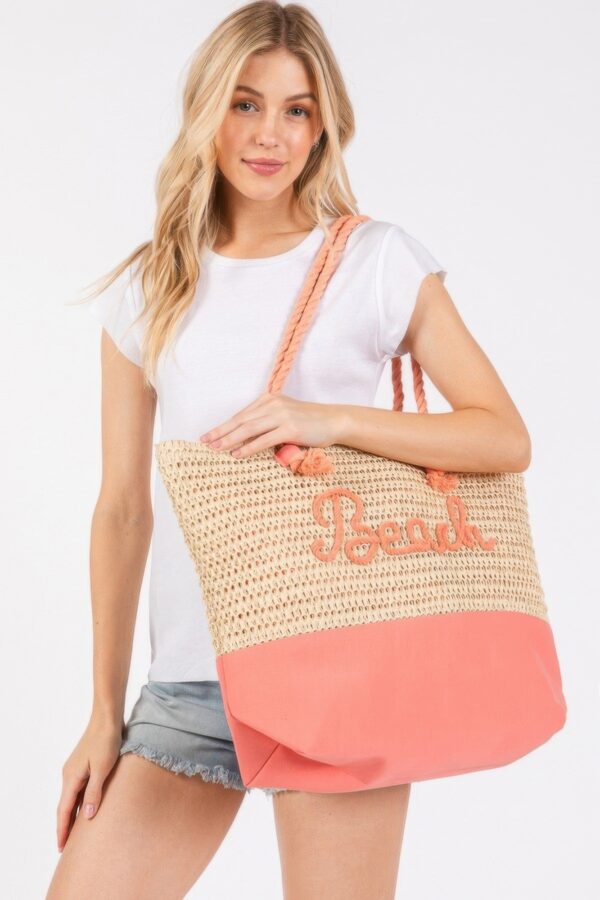 Color-Sewn Crochet ‘Beach’ Rope-Handle Tote