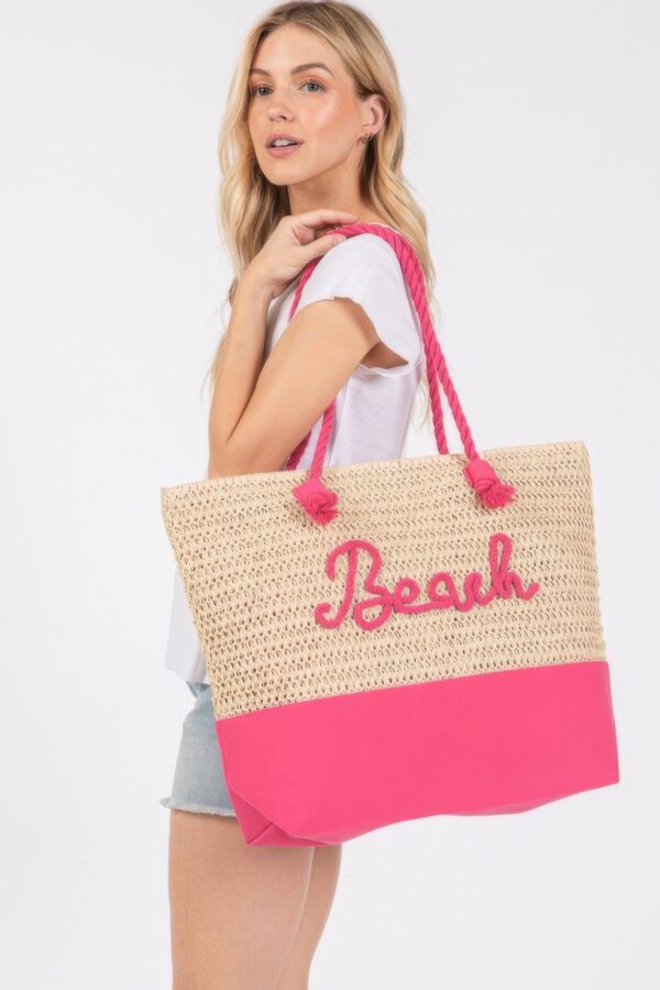 Color-Sewn Crochet ‘Beach’ Rope-Handle Tote