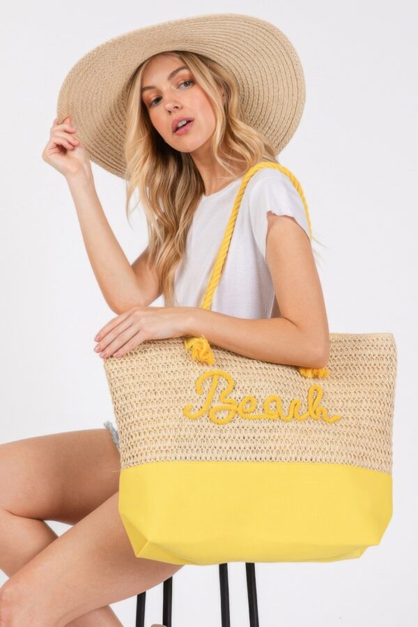 Color-Sewn Crochet ‘Beach’ Rope-Handle Tote