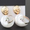 Twin Heart of the Sea Stud Earrings – Gold & Cream