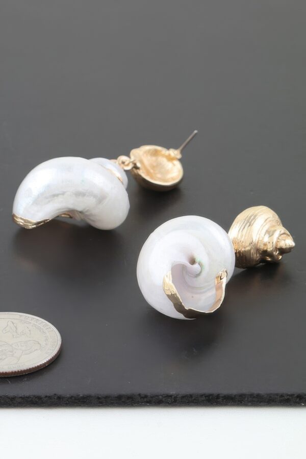 Twin Heart of the Sea Stud Earrings – Gold & Cream