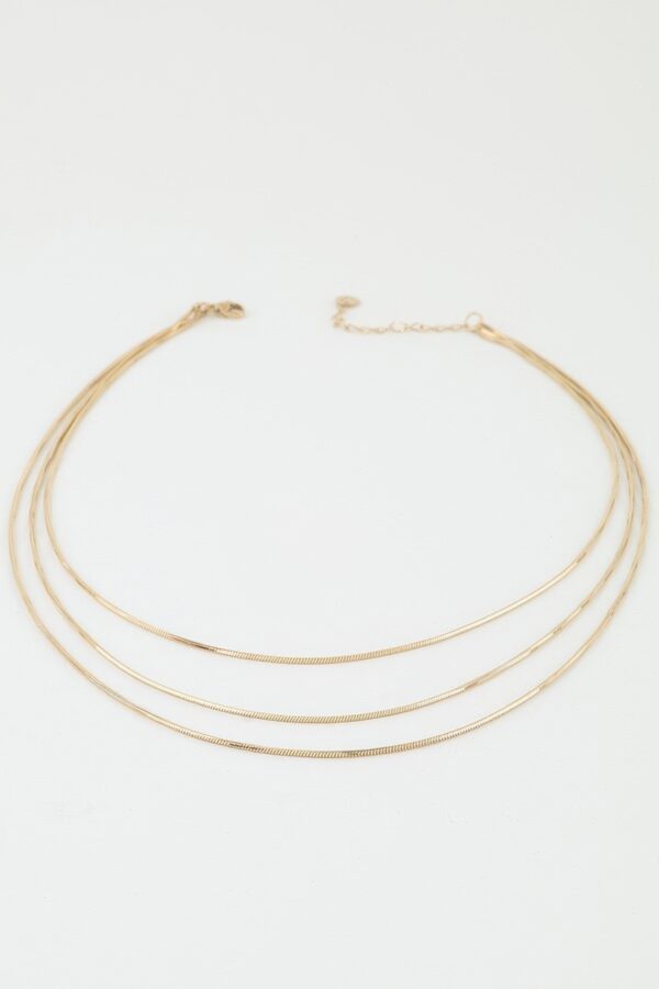 Triple Sleek Chain Necklace – Three-Row Layered, Gold or Silver