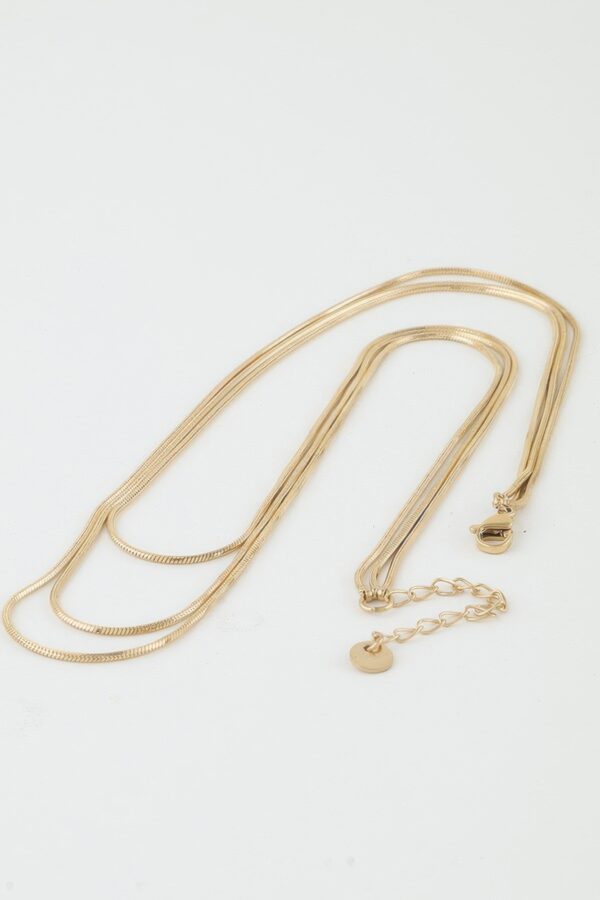 Triple Sleek Chain Necklace – Three-Row Layered, Gold or Silver