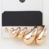 Triple Hoop Earrings Set with Shiny Beads – Gold