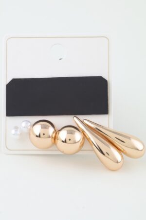 Multi-Teardrop Pearl Drop Earrings – Gold & Cream