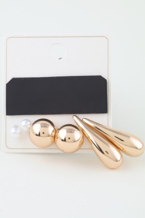 Multi-Teardrop Pearl Drop Earrings – Gold & Cream
