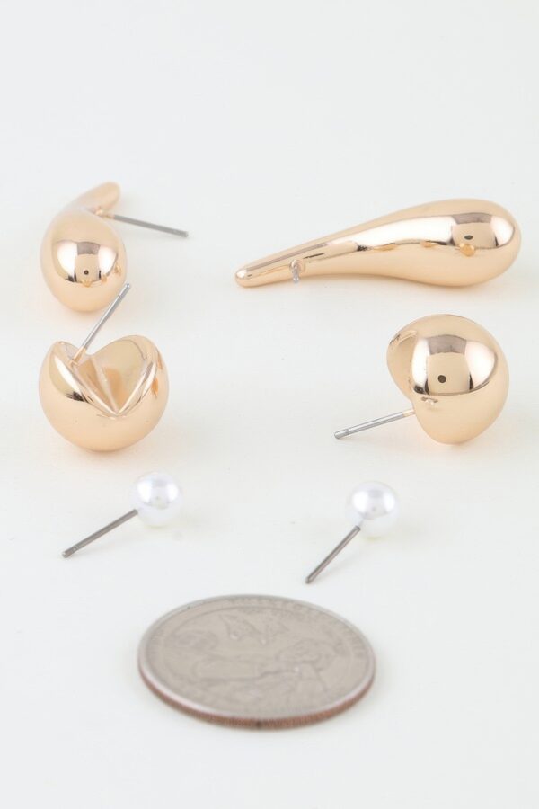 Multi-Teardrop Pearl Drop Earrings – Gold & Cream