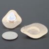 Abstract Etched Stone Stud Earrings – Gold & Cream