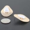 Abstract Etched Stone Stud Earrings – Gold & Cream