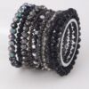 Pastel Pink Multi-Crystal Beaded Bracelet with Stretch Band