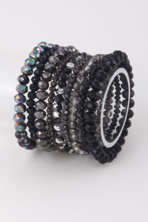 Pastel Pink Multi-Crystal Beaded Bracelet with Stretch Band