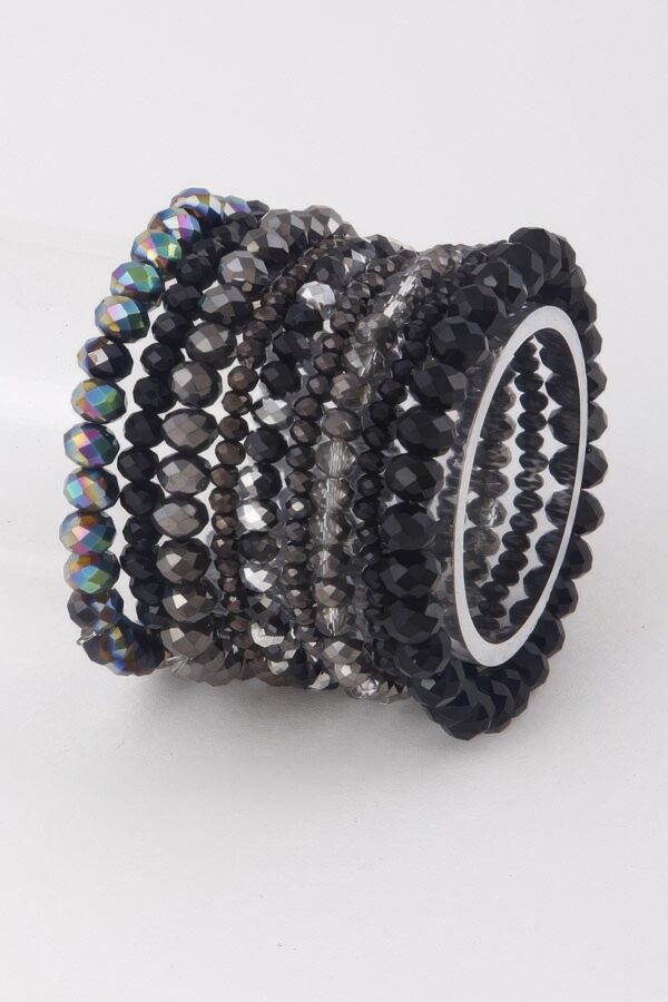 Pastel Pink Multi-Crystal Beaded Bracelet with Stretch Band