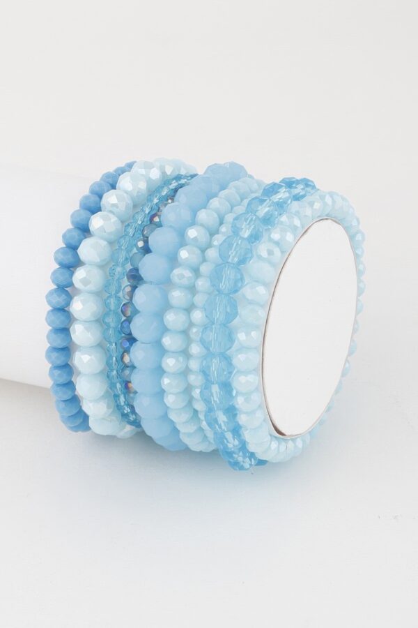 Pastel Pink Multi-Crystal Beaded Bracelet with Stretch Band