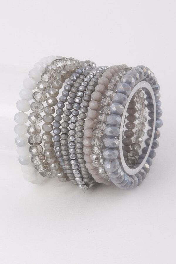 Pastel Pink Multi-Crystal Beaded Bracelet with Stretch Band