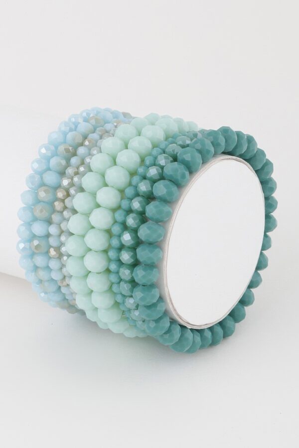 Pastel Pink Multi-Crystal Beaded Bracelet with Stretch Band