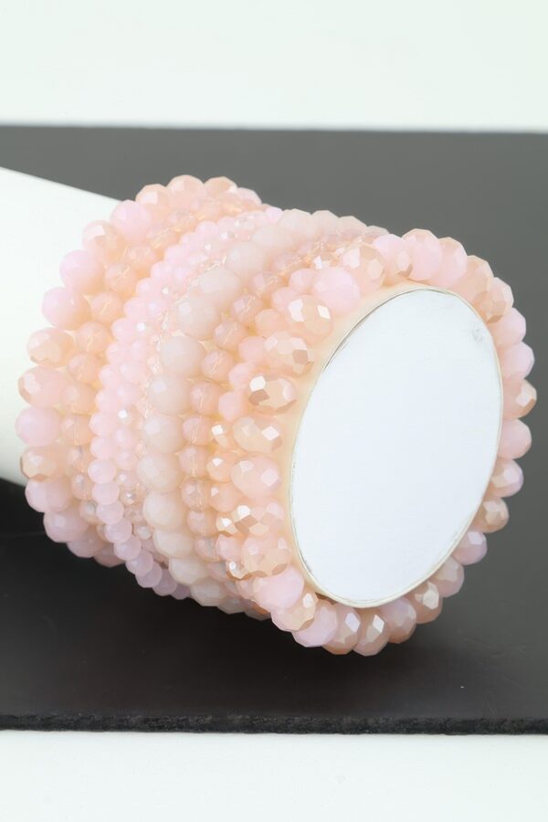 Pastel Pink Multi-Crystal Beaded Bracelet with Stretch Band