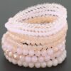 Pastel Pink Multi-Crystal Beaded Bracelet with Stretch Band