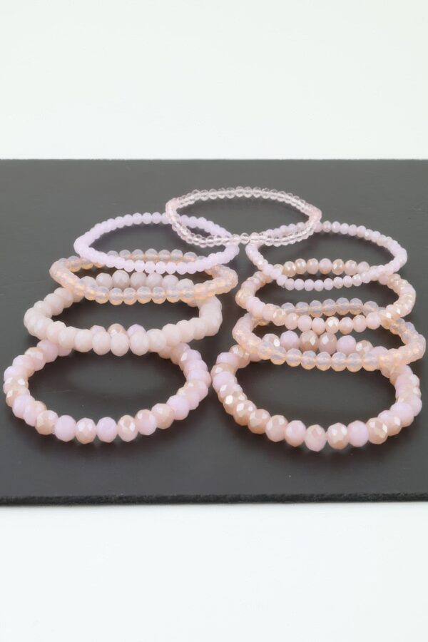 Pastel Pink Multi-Crystal Beaded Bracelet with Stretch Band