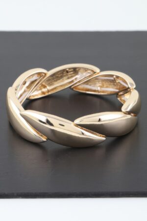 Overlapping Leaves Bracelet – Shiny Metal in Gold or Silver