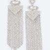 Rhinestone Fringe Drop Earrings – Dramatic Dangle, Gold or Silver