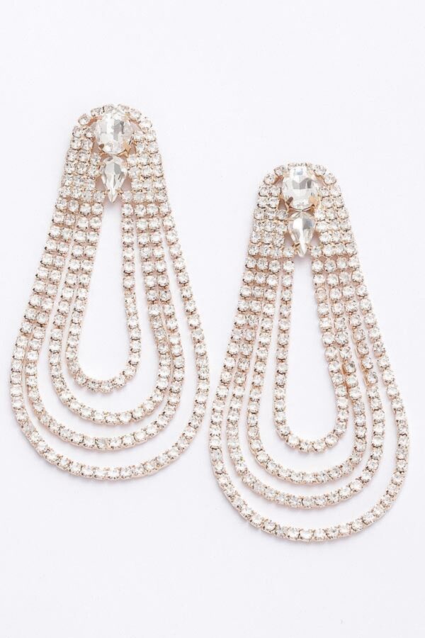 Rhinestone Drop Earrings – Cascading Sparkle
