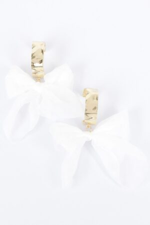 Metal & Fabric Flower Earrings – Bold Floral Accent