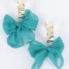 Metal & Fabric Flower Earrings – Bold Floral Accent